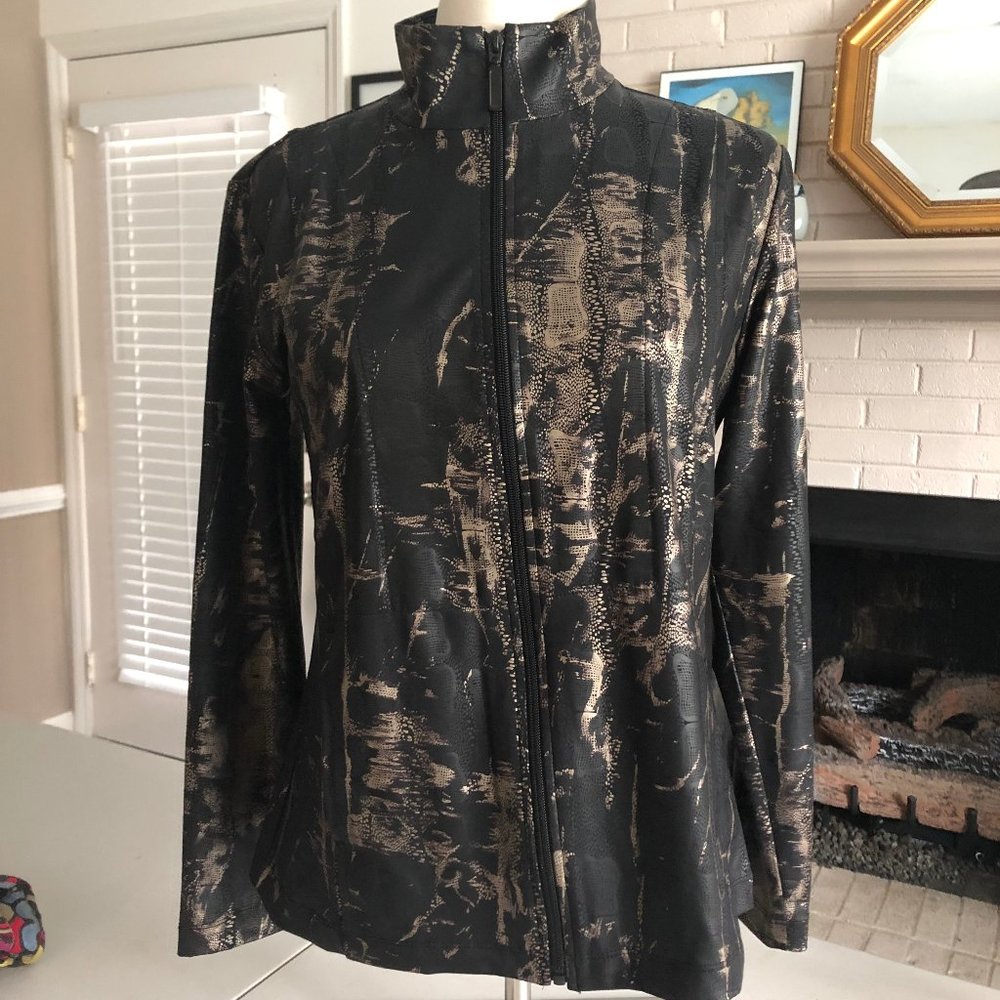 Chico's Travelers Jacket Black/Gold Size XS